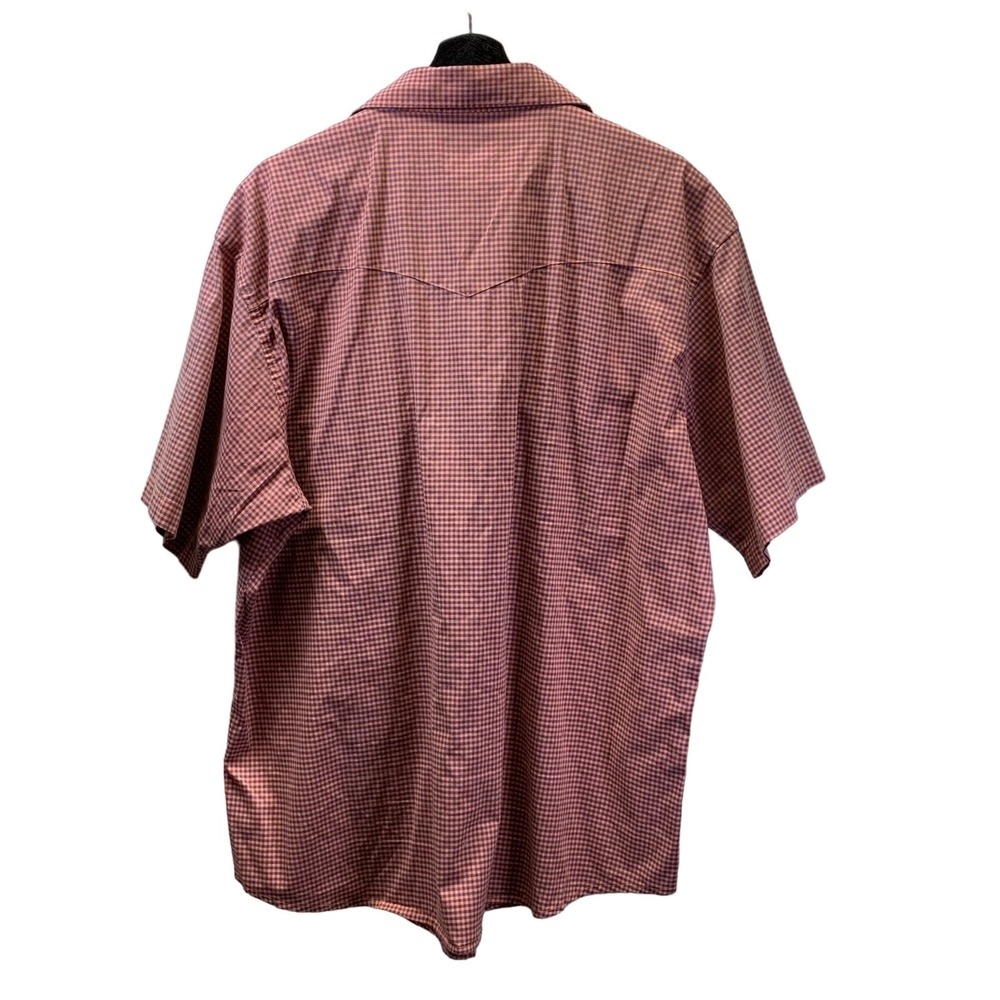 Wrangler Shirt Mens Size XXL 2XL Red Checkered Pearl Snap Button Up Short Sleeve - Picture 2 of 8